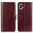 Leather Case Stands Flip Cover Holder M02L for Nothing Phone 1 Brown