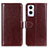 Leather Case Stands Flip Cover Holder M02L for Oppo F21s Pro 5G Brown