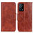 Leather Case Stands Flip Cover Holder M02L for Oppo K9 5G Brown