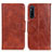 Leather Case Stands Flip Cover Holder M02L for Sony Xperia 1 V Brown