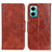 Leather Case Stands Flip Cover Holder M02L for Xiaomi Redmi 10 5G Brown