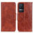 Leather Case Stands Flip Cover Holder M02L for Xiaomi Redmi K50 5G Brown