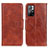 Leather Case Stands Flip Cover Holder M02L for Xiaomi Redmi Note 11 5G Brown