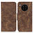 Leather Case Stands Flip Cover Holder M03L for Huawei Nova 8i Brown