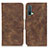 Leather Case Stands Flip Cover Holder M03L for OnePlus Nord CE 5G Brown