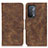 Leather Case Stands Flip Cover Holder M03L for Oppo A54 5G Brown