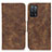 Leather Case Stands Flip Cover Holder M03L for Oppo A56 5G Brown