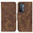 Leather Case Stands Flip Cover Holder M03L for Oppo A74 5G Brown