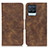 Leather Case Stands Flip Cover Holder M03L for Realme 8 Pro Brown