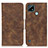 Leather Case Stands Flip Cover Holder M03L for Realme C21 Brown