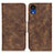 Leather Case Stands Flip Cover Holder M03L for Samsung Galaxy A03 Core Brown