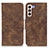 Leather Case Stands Flip Cover Holder M03L for Samsung Galaxy S21 5G Brown