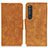 Leather Case Stands Flip Cover Holder M03L for Sony Xperia 1 III Khaki