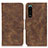 Leather Case Stands Flip Cover Holder M03L for Sony Xperia 5 III Brown