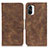 Leather Case Stands Flip Cover Holder M03L for Xiaomi Redmi K40 5G Brown