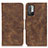 Leather Case Stands Flip Cover Holder M03L for Xiaomi Redmi Note 10 5G Brown