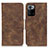 Leather Case Stands Flip Cover Holder M03L for Xiaomi Redmi Note 10 Pro 5G Brown