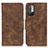 Leather Case Stands Flip Cover Holder M03L for Xiaomi Redmi Note 10T 5G Brown