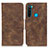 Leather Case Stands Flip Cover Holder M03L for Xiaomi Redmi Note 8 (2021) Brown