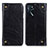 Leather Case Stands Flip Cover Holder M04L for Oppo A16s Black