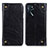 Leather Case Stands Flip Cover Holder M04L for Oppo A54s Black