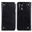 Leather Case Stands Flip Cover Holder M04L for Oppo A74 4G Black