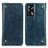 Leather Case Stands Flip Cover Holder M04L for Oppo A74 4G Blue