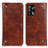 Leather Case Stands Flip Cover Holder M04L for Oppo A74 4G Brown