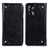 Leather Case Stands Flip Cover Holder M04L for Oppo F19 Black