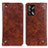Leather Case Stands Flip Cover Holder M04L for Oppo F19 Brown