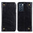 Leather Case Stands Flip Cover Holder M04L for Oppo Reno6 5G Black