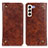 Leather Case Stands Flip Cover Holder M04L for Samsung Galaxy S21 Plus 5G Brown