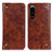 Leather Case Stands Flip Cover Holder M04L for Sony Xperia 5 III SO-53B Brown