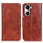 Leather Case Stands Flip Cover Holder M05L for Huawei Honor 60 5G Brown