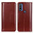 Leather Case Stands Flip Cover Holder M05L for Motorola Moto G Pure Brown