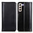 Leather Case Stands Flip Cover Holder M05L for Samsung Galaxy S22 Plus 5G Black