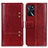 Leather Case Stands Flip Cover Holder M06L for Oppo A54s Red