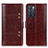 Leather Case Stands Flip Cover Holder M06L for Oppo Reno6 5G Brown