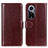 Leather Case Stands Flip Cover Holder M07L for Huawei Honor 50 5G Brown