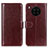 Leather Case Stands Flip Cover Holder M07L for Huawei Honor 50 Lite Brown