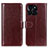Leather Case Stands Flip Cover Holder M07L for Huawei Honor X8b Brown