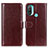 Leather Case Stands Flip Cover Holder M07L for Motorola Moto E20 Brown