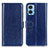 Leather Case Stands Flip Cover Holder M07L for Motorola Moto E22 Blue