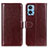 Leather Case Stands Flip Cover Holder M07L for Motorola Moto E22 Brown