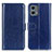 Leather Case Stands Flip Cover Holder M07L for Motorola Moto G 5G (2023) Blue