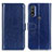 Leather Case Stands Flip Cover Holder M07L for Motorola Moto G Pure Blue