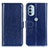 Leather Case Stands Flip Cover Holder M07L for Motorola Moto G31 Blue