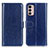 Leather Case Stands Flip Cover Holder M07L for Motorola Moto G42 Blue