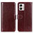 Leather Case Stands Flip Cover Holder M07L for Motorola Moto G53j 5G Brown