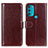 Leather Case Stands Flip Cover Holder M07L for Motorola Moto G71 5G Brown